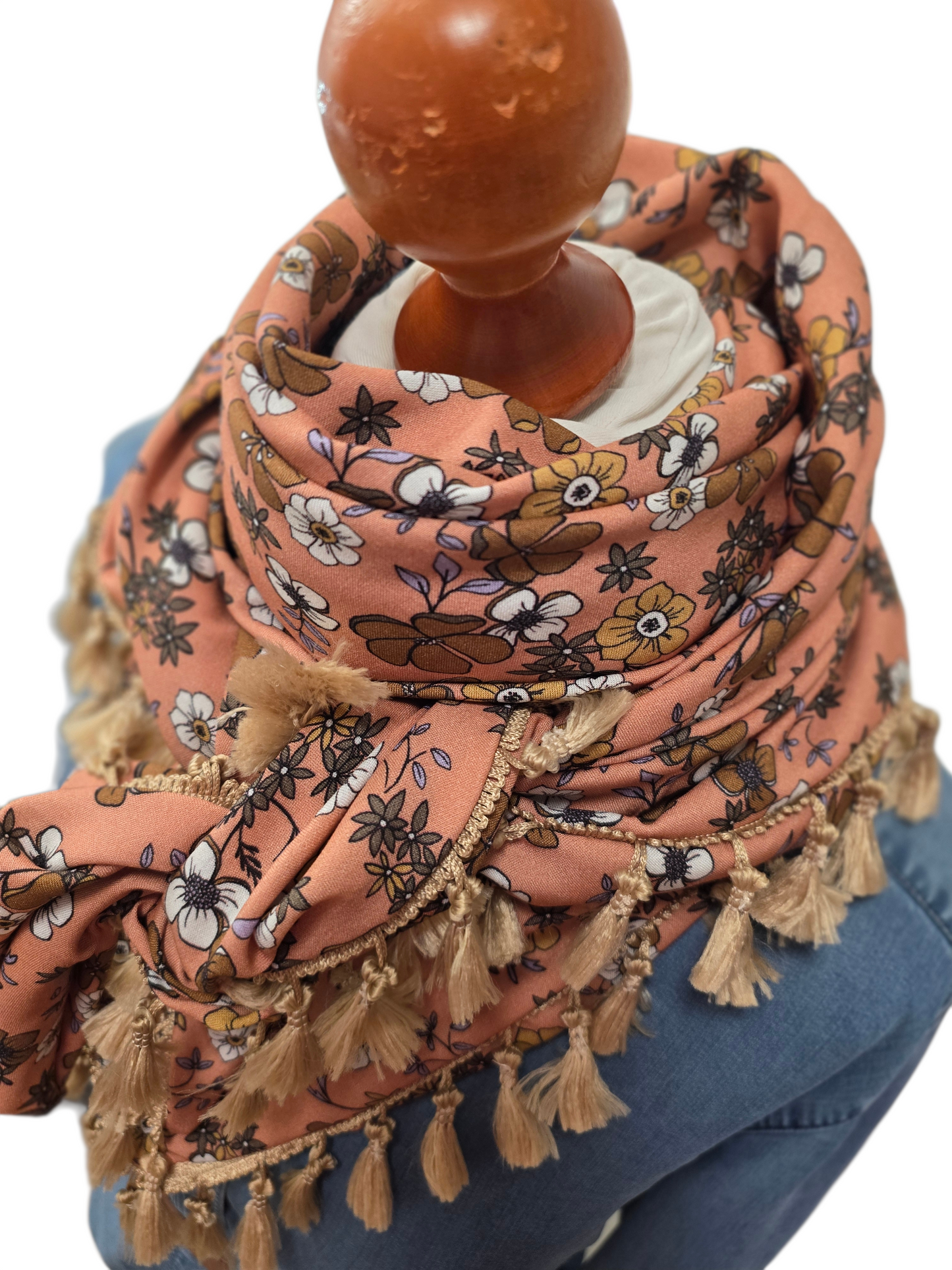 Dreieckstuch Damen Marisa, Schal Damen, blassorange, lila, weiss, braun