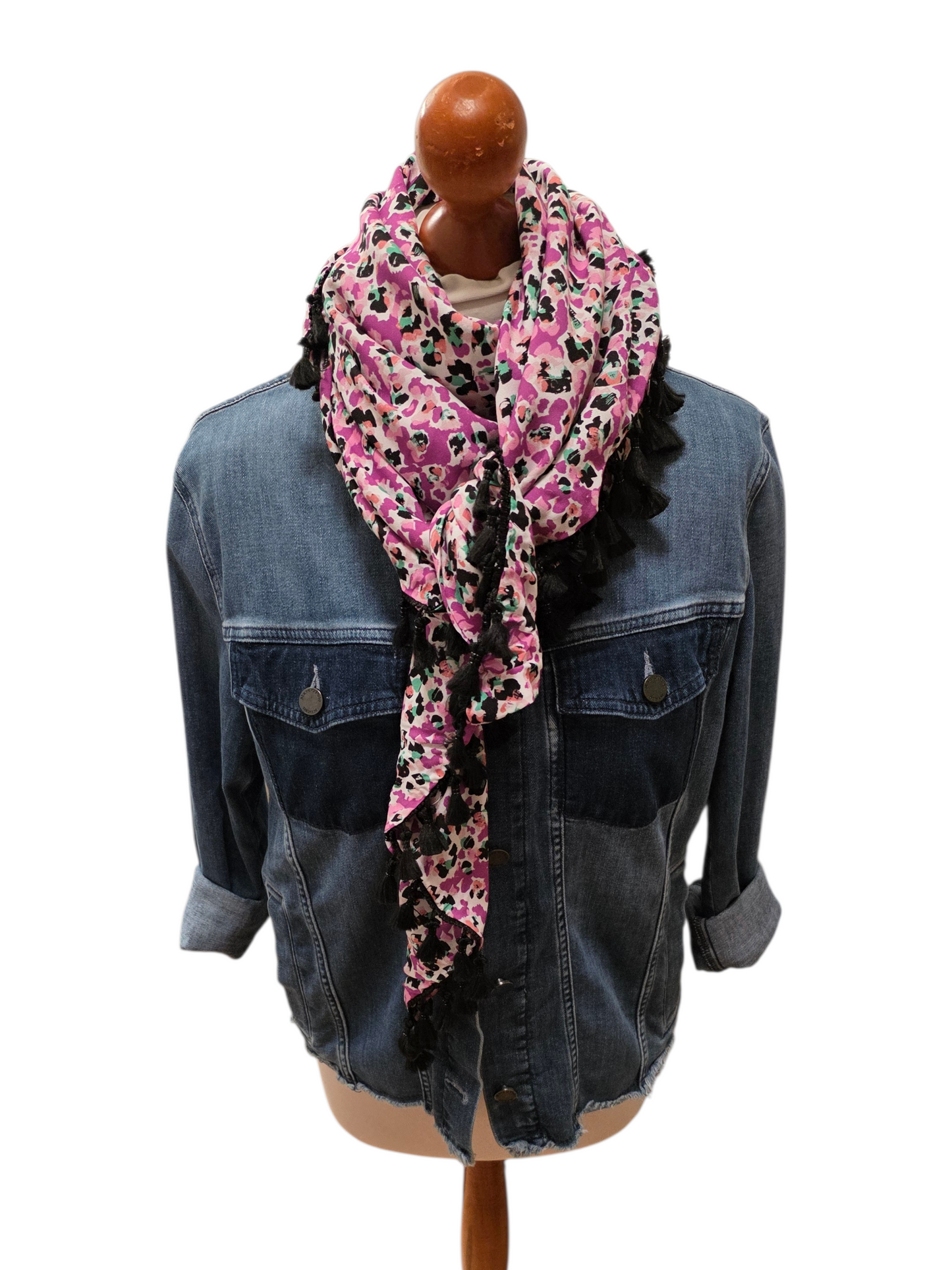 Dreieckstuch Damen Amina, Schal Damen, leo pink grün schwarz