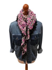 Dreieckstuch Damen Amina, Schal Damen, leo pink grün schwarz