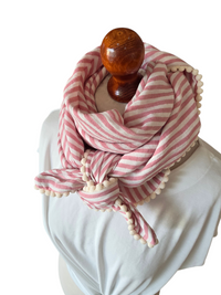 Dreieckstuch Damen Marilena, Schal Damen, Musselintuch,  Streifen, altrosa-offwhite