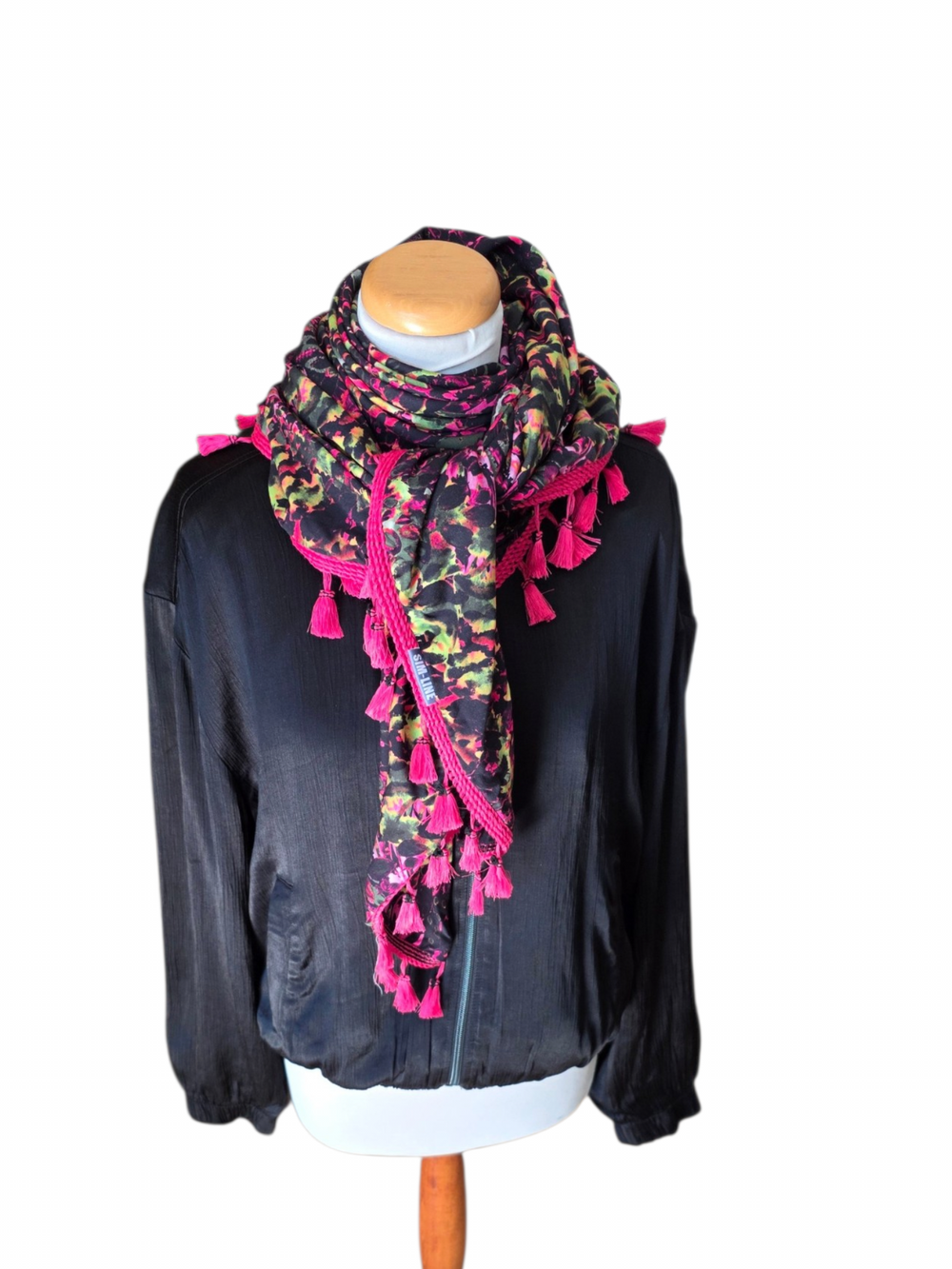 Dreieckstuch Damen Jasmine, Schal Damen, pink, schwarz, grün