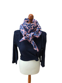 Dreieckstuch Damen Wilma, Schal Damen, Blumen Blau-Altrosa