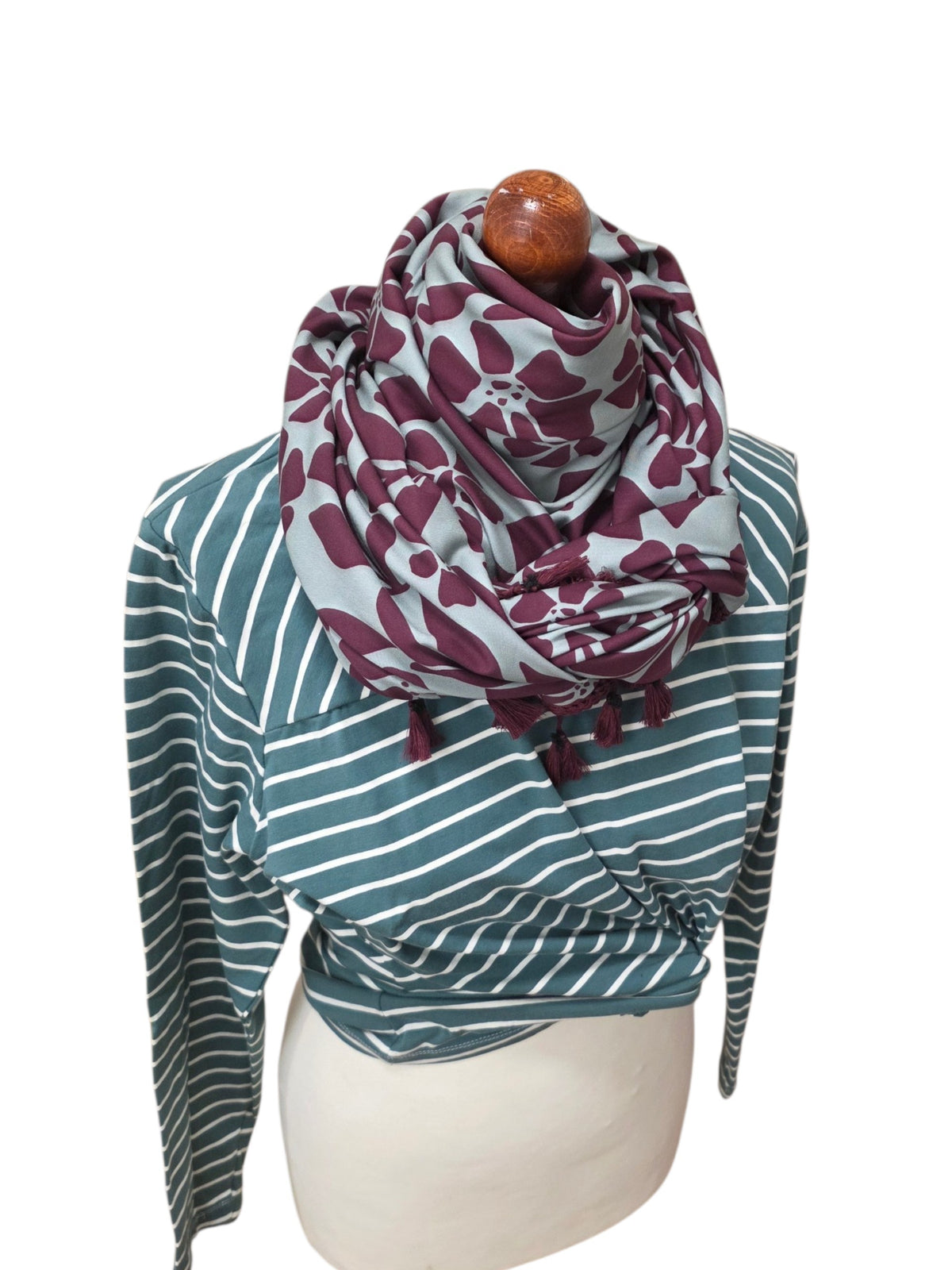 Dreieckstuch Damen Fiorella, Schal Damen,  mint-salbei-burgundi