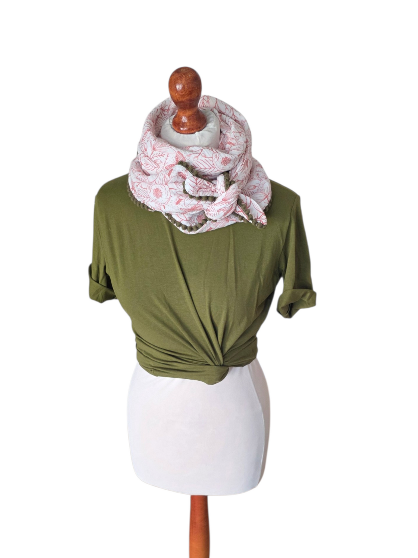 Dreieckstuch Damen Noemi, Schal Damen, Musselinschal, weiss, rost, Blumen und Schmetterlinge