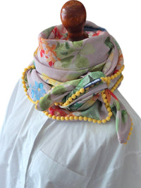 Dreieckstuch Damen Selvaggia,  Schal Damen, Blumen, rosa, vanille, grün, türkis