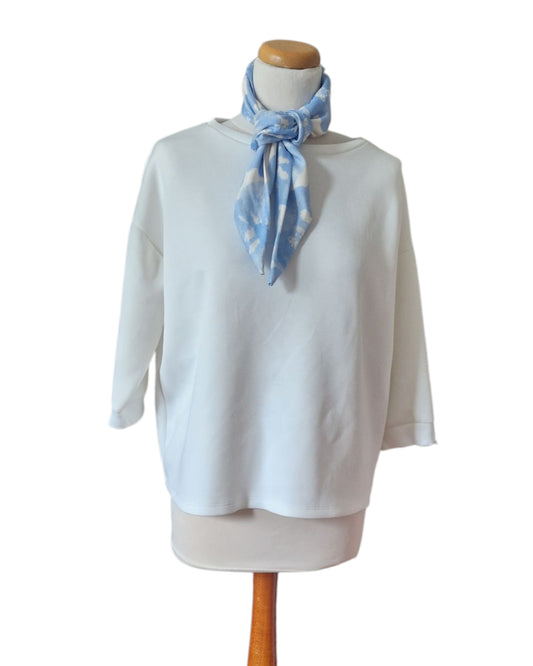 Dreieckstuch klein,  Bandana,  hellblau,  offwhite,  Blumen