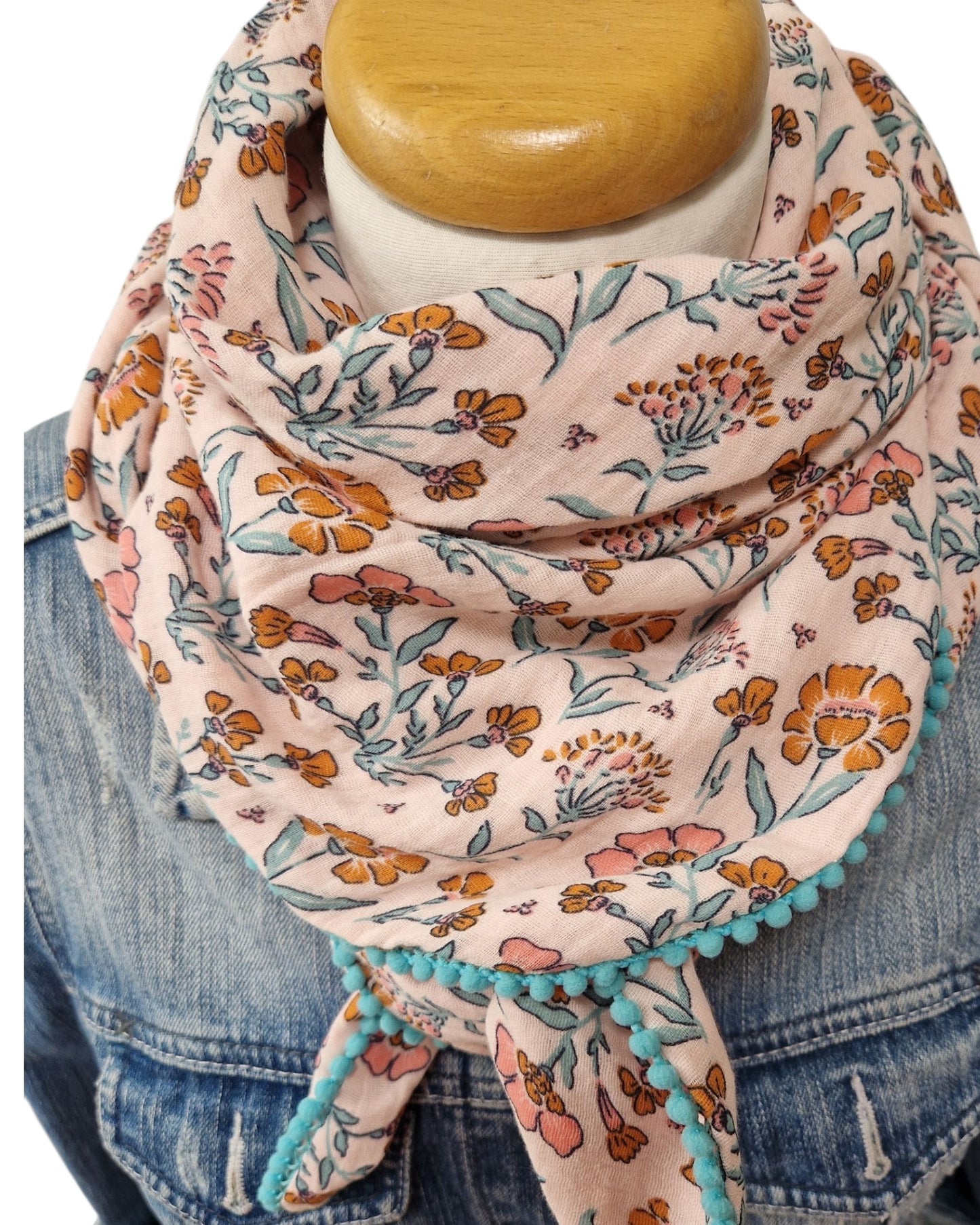 Dreieckstuch Damen Sylvie, Schal Damen, Musselinschal, peach, mint, caramell