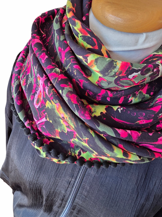 Dreieckstuch Damen Katja, Schal Damen, pink, schwarz, grün