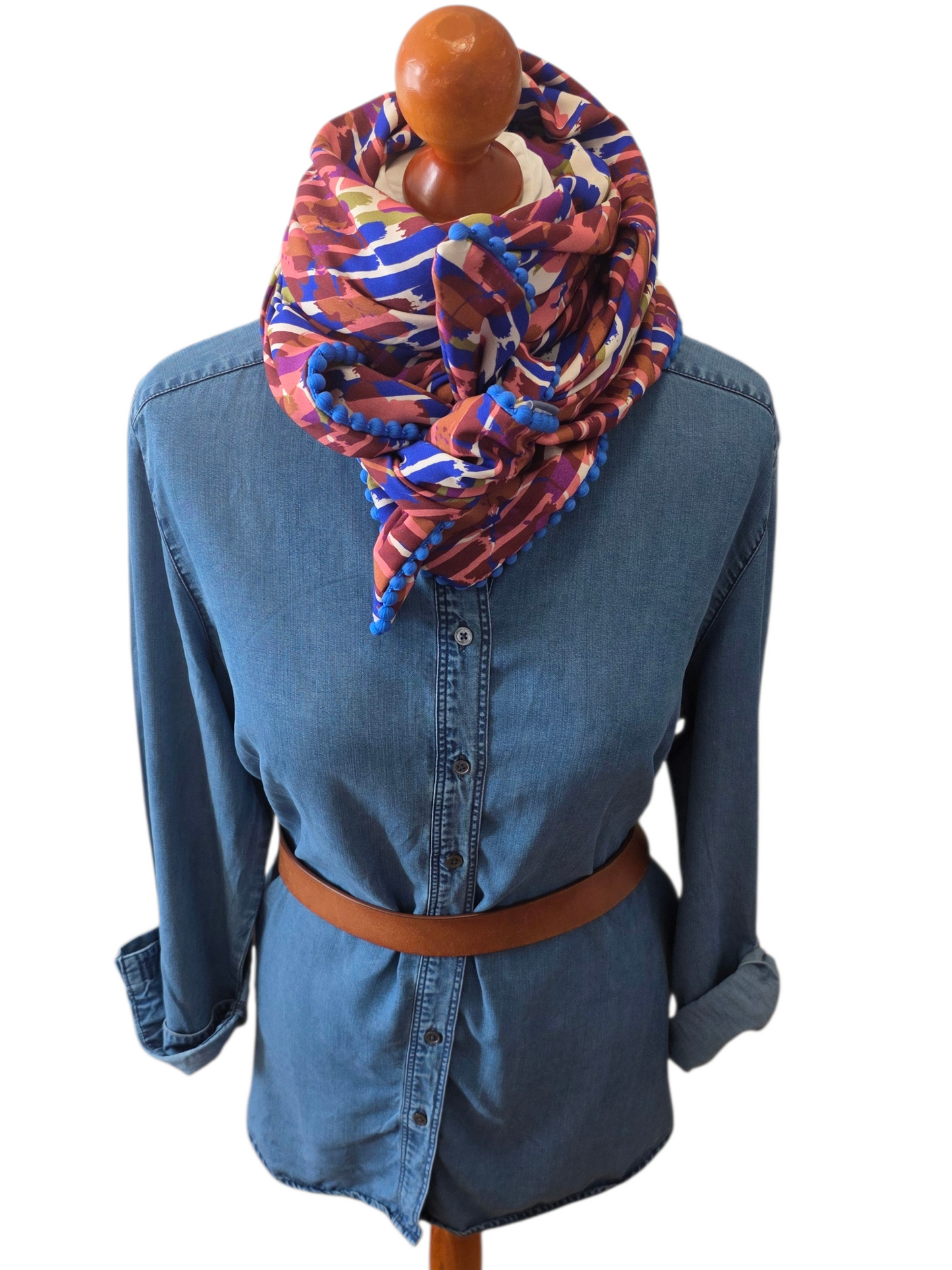 Dreieckstuch Damen Siria, Schal Damen,  royalblau, grün, braun, offwhite, peach