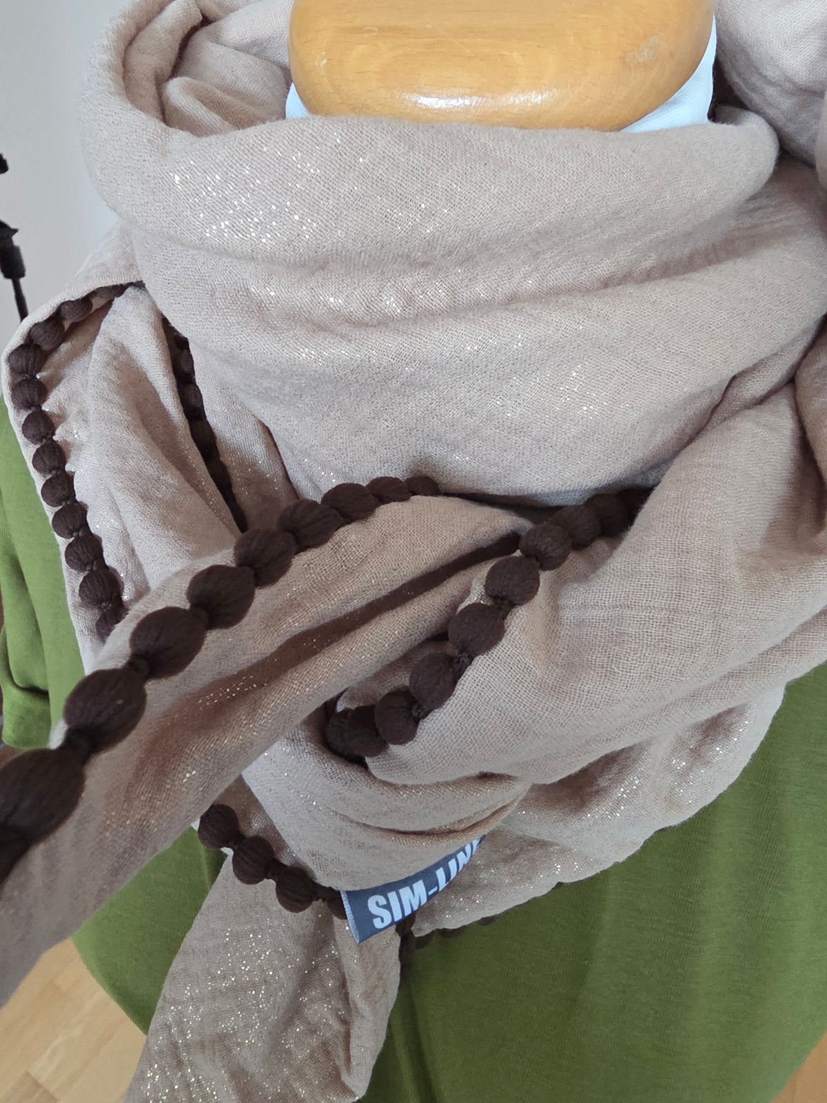 Dreieckstuch Damen Luana, Schal Damen, Musselinschal, champagne, glitzer