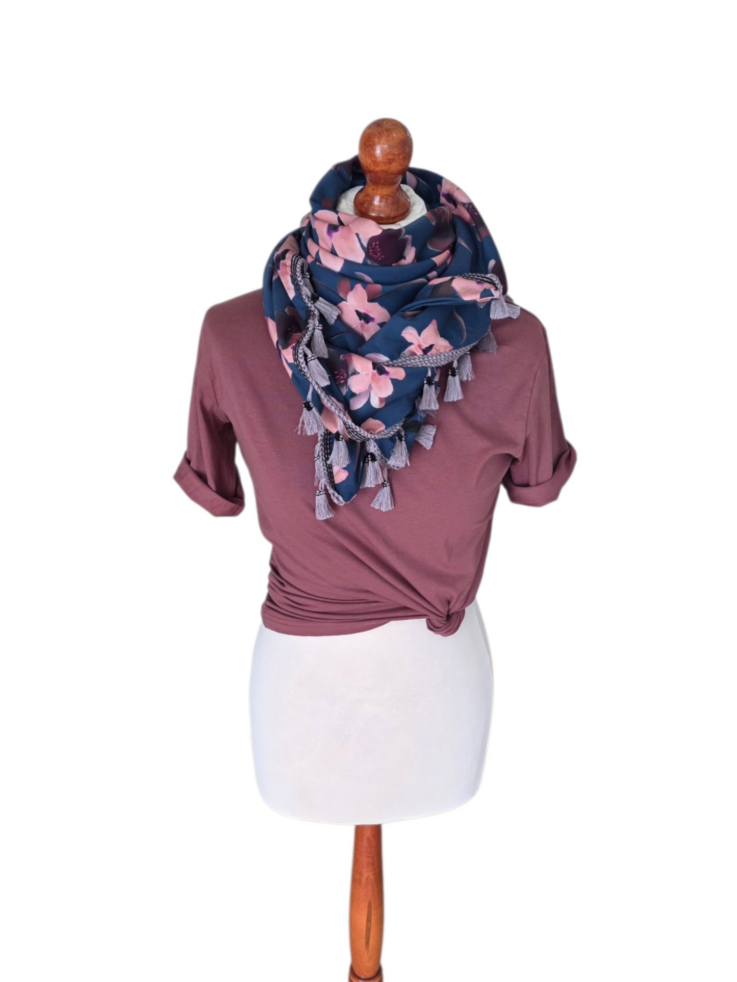 Dreieckstuch Damen Grazia, Schal Damen, Blumen, blau, rosa, lila