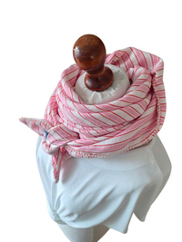 Dreieckstuch Damen Paola, Schal Damen, Musselintuch, rosa, offwhite,  orange-rot