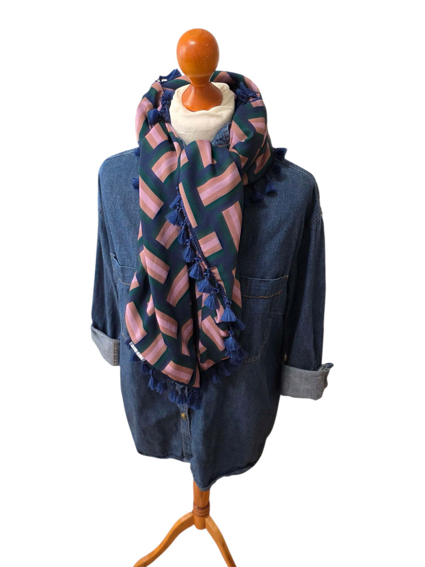 Dreieckstuch Damen Liviana, Schal Damen, hellbraun, petrol, rosa, marineblau