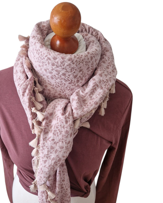 Dreieckstuch Damen Ava, Schal Damen,  Musselinschal,  rosa