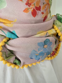 Dreieckstuch Damen Selvaggia,  Schal Damen, Blumen, rosa, vanille, grün, türkis