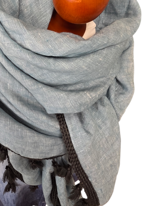 Dreieckstuch Damen Orietta, Schal Damen,  Leinenschal,  dunkelmint