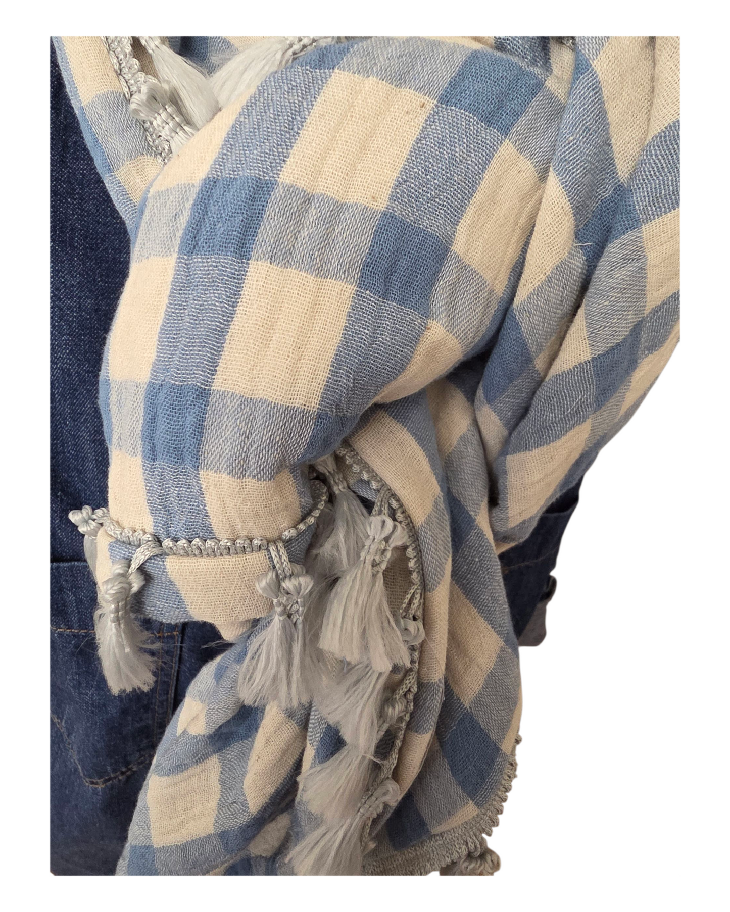 Dreieckstuch Damen Norina, Schal Damen, Musselinschal, offwhite-hellblau