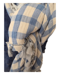 Dreieckstuch Damen Norina, Schal Damen, Musselinschal, offwhite-hellblau