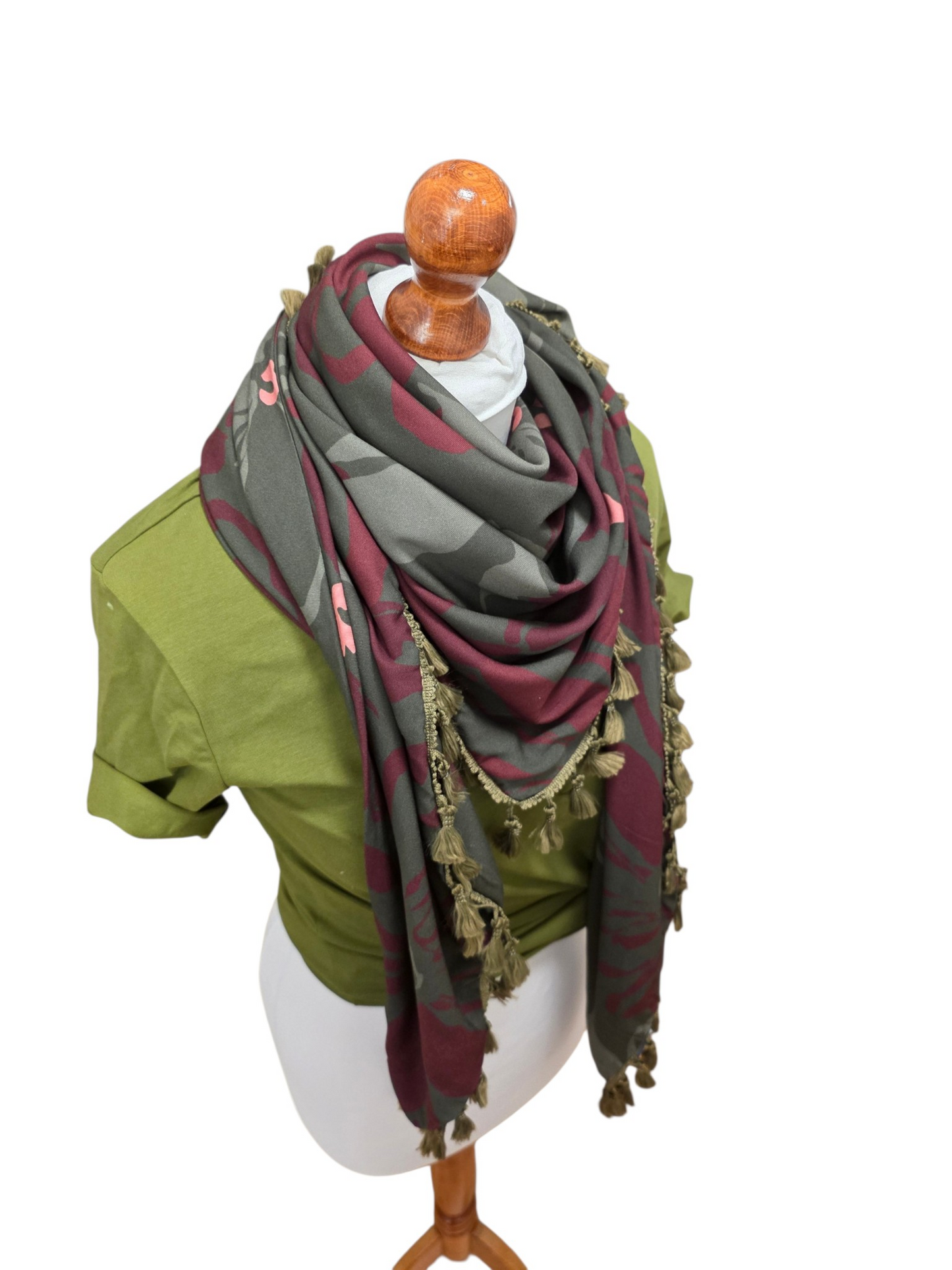 Dreieckstuch Damen Leona, Schal Damen,  Blumen, olive, bordeaux, peach