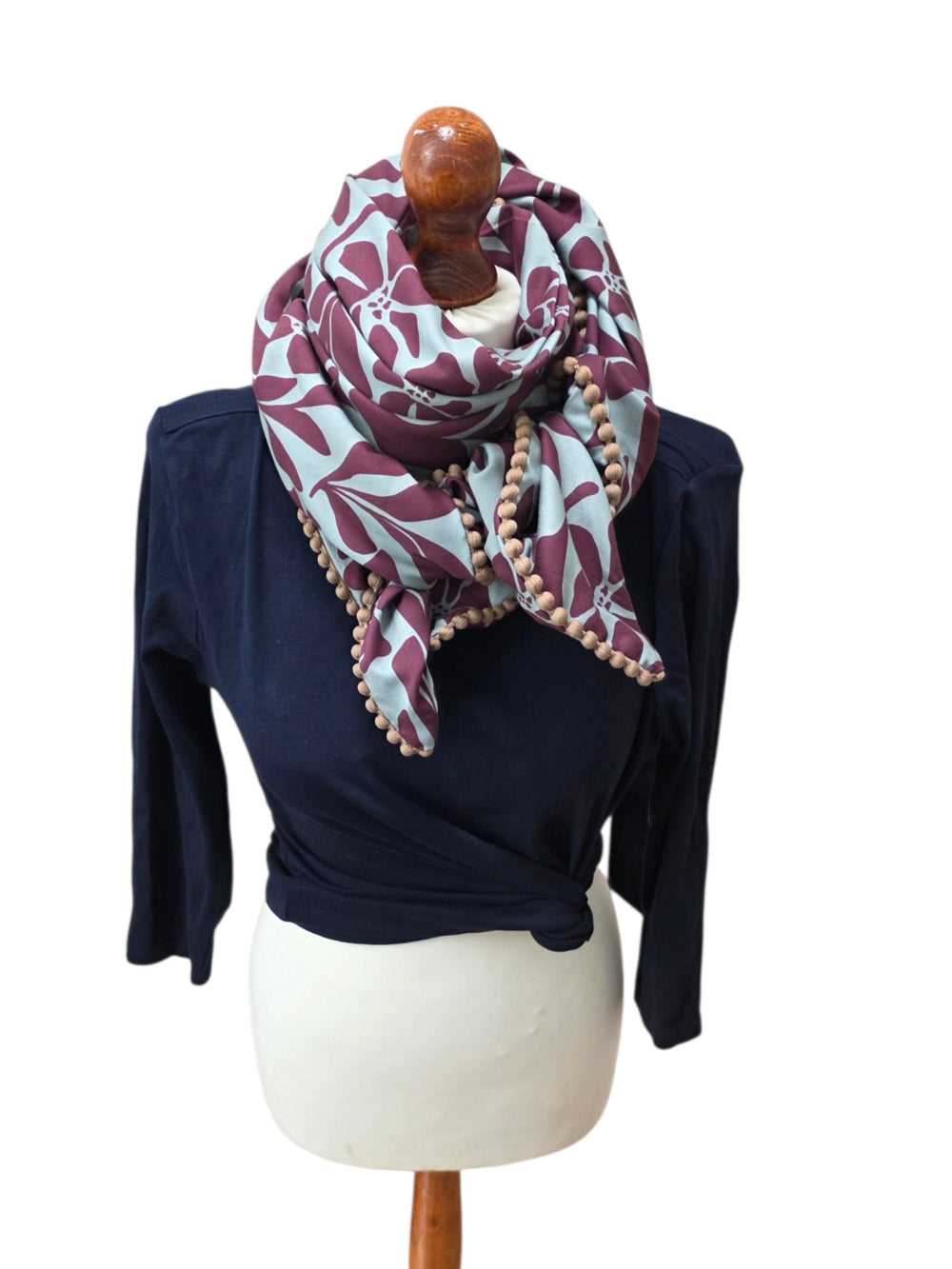 Dreieckstuch Damen Ada, Schal Damen, Blumen, mint-salbei-aubergine