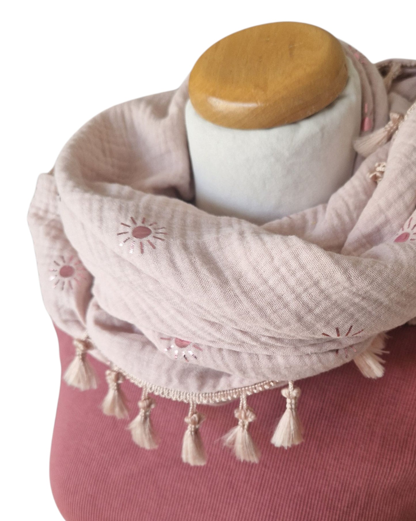 Dreieckstuch Damen Isabella, Schal Dame, Musselinschal,  rose' mit Glitzersonne