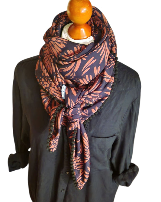 Dreieckstuch Damen Adley, Schal Damen, schwarz - caramell