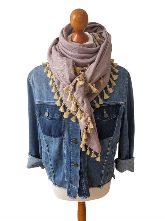 Dreieckstuch Damen Livie, Schal Damen,  Musselinschal,  mauve, glitzer