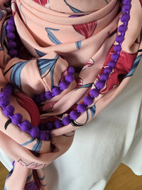 Dreieckstuch Damen Daria, Schal Damen, Blumen, Peach-Lila-Hellblau-Rost