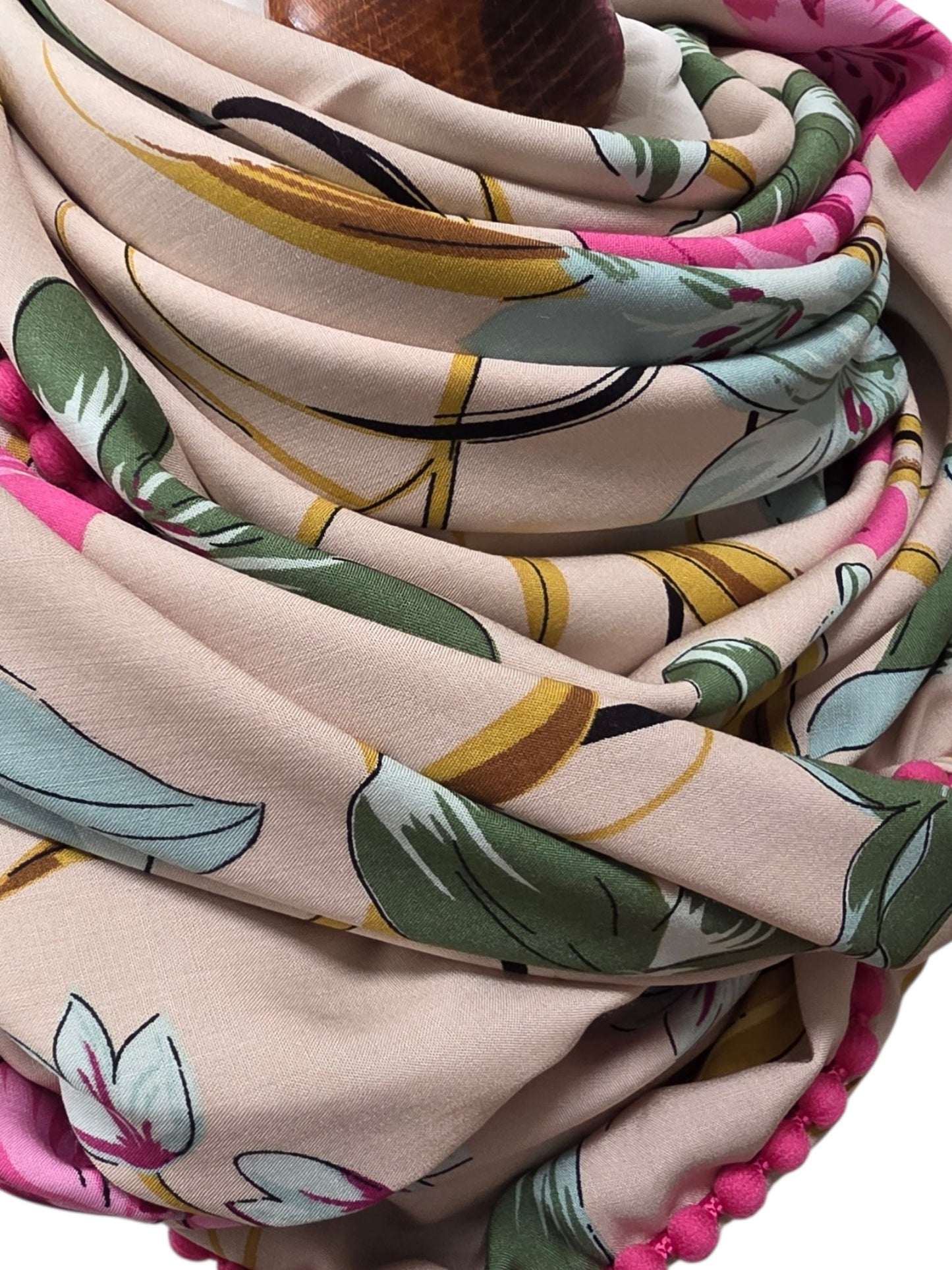 Dreieckstuch Damen Larissa, Schal Damen, beige, pink, grün, Blumen