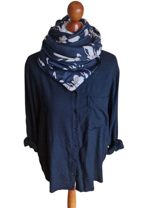 Dreieckstuch Damen Christelle, Schal Dame, Viskose-Satin,  Schwarz,  Beige,  Blumen