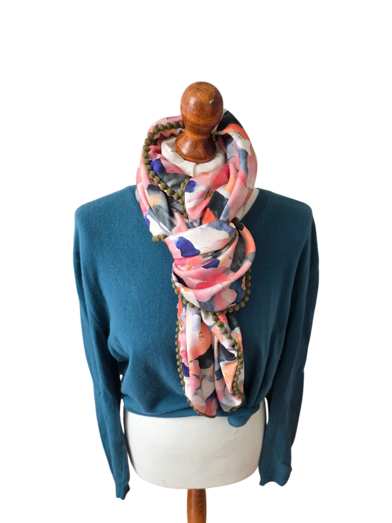 Dreieckstuch Damen Alberta, Schal Damen, Blumen, rosa, petrol, blau, olivegrün, Blumen