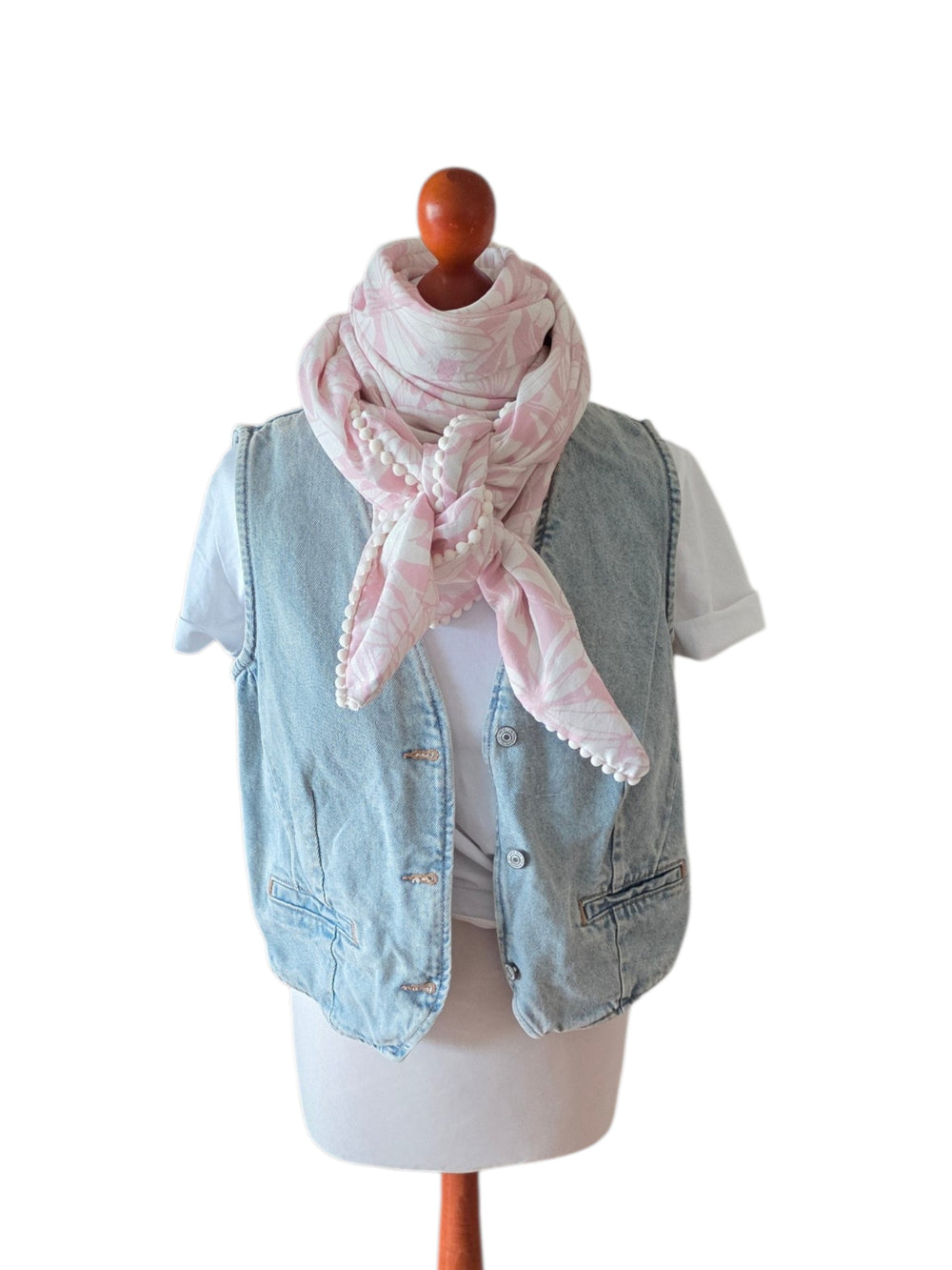 Dreieckstuch Damen Pamela, Schal Damen, Blumen, rosa, offwhite
