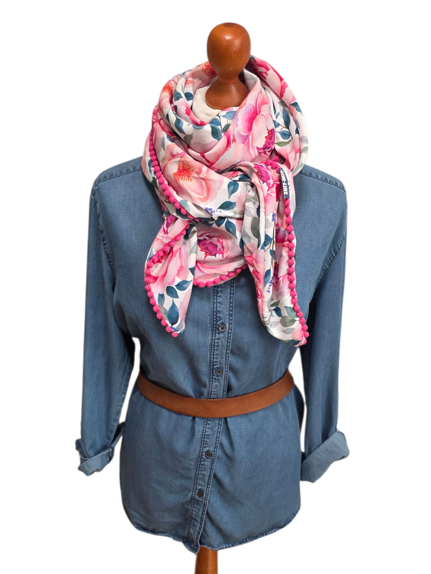 Dreieckstuch Damen Senta, Schal Damen,  Rosen, pink, rosa, grün