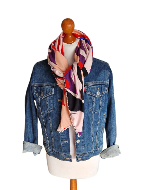 Dreieckstuch Damen Lilo, Schal Damen,  lila, schwarz, peach, königsblau