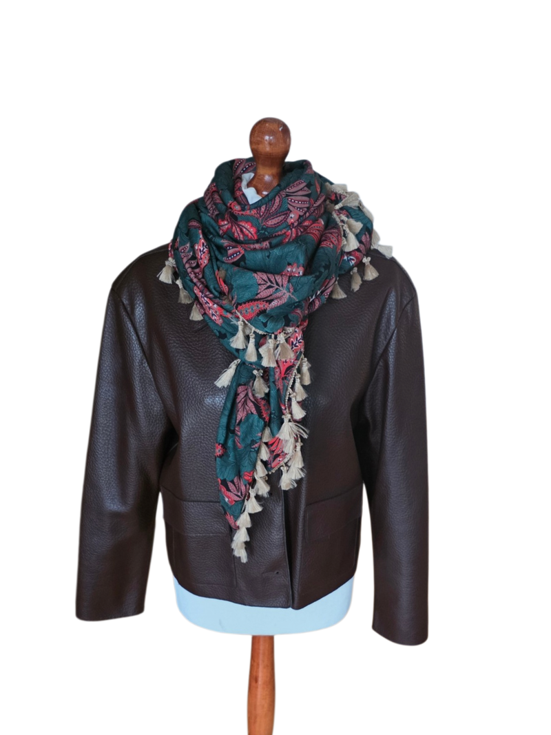 Dreieckstuch Damen Alba, Schal Damen,  Petrol, Rot, Braun