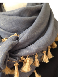 Dreieckstuch Damen Chantal, Schal Damen, Musselintuch, glitzer, Anthrazit