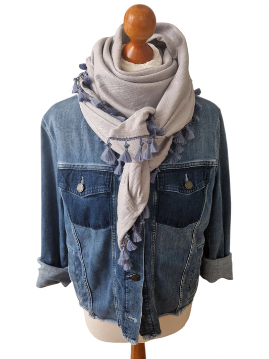 Dreieckstuch Damen Angelique, Schal Damen, glitzer,  silber