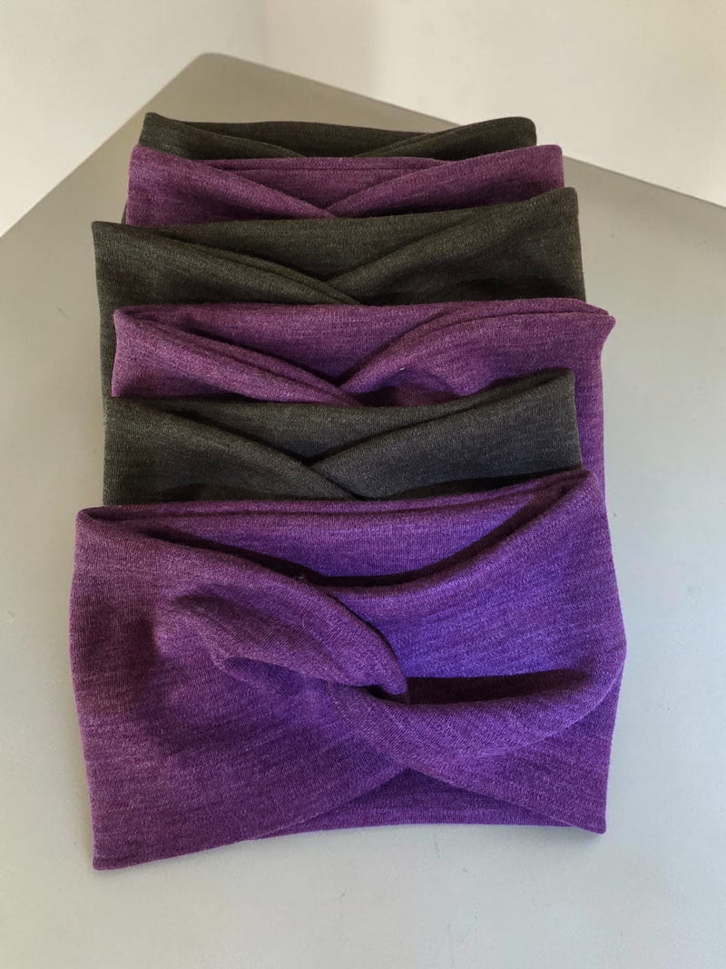 Stirnband aus 100 % Merino Wolle, Aubergine