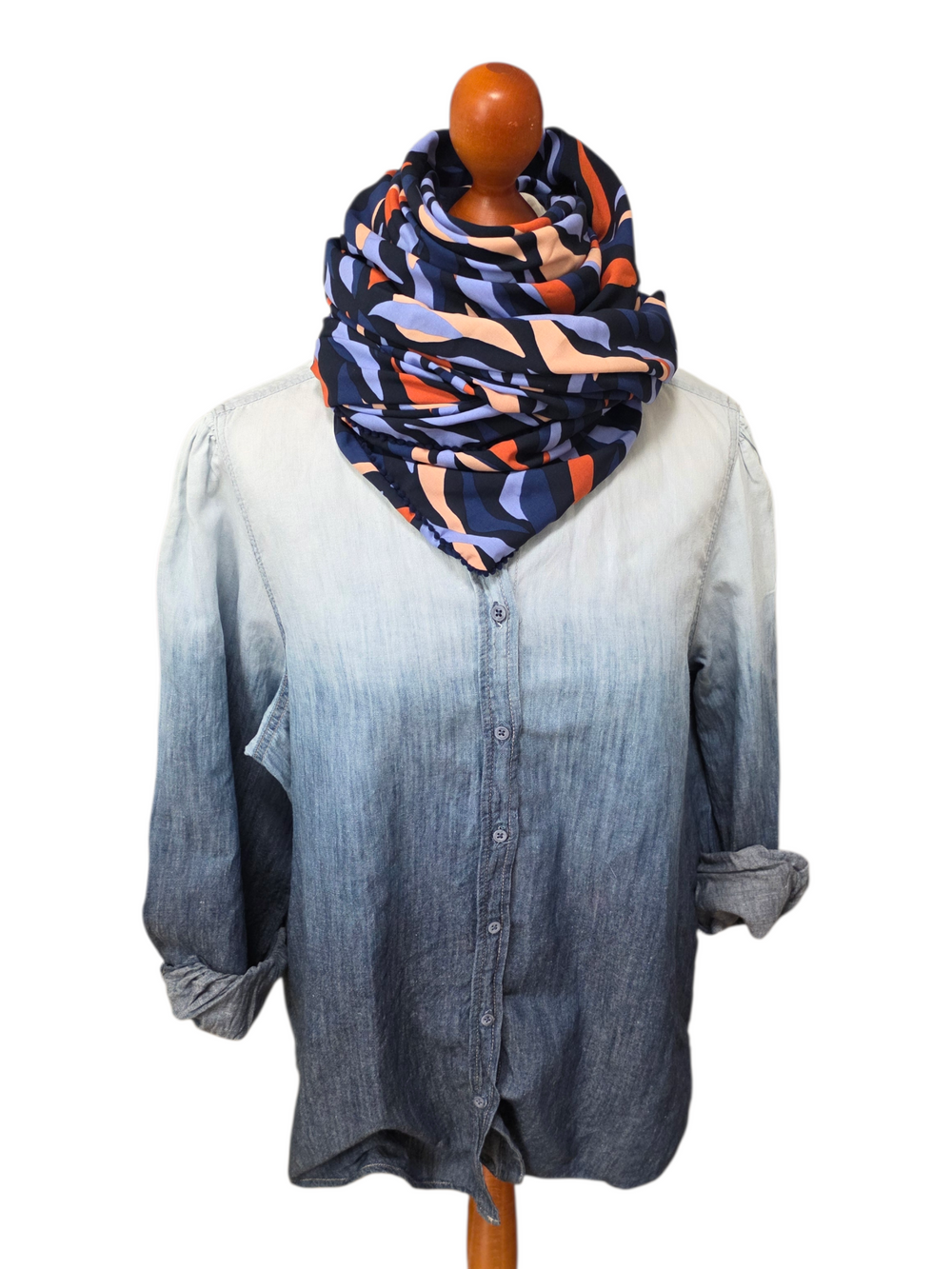 Dreieckstuch Damen Morena, Schal Damen,  blau. Oeach, orange, hellblau