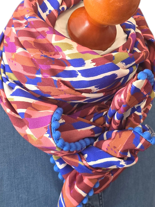 Dreieckstuch Damen Siria, Schal Damen,  royalblau, grün, braun, offwhite, peach