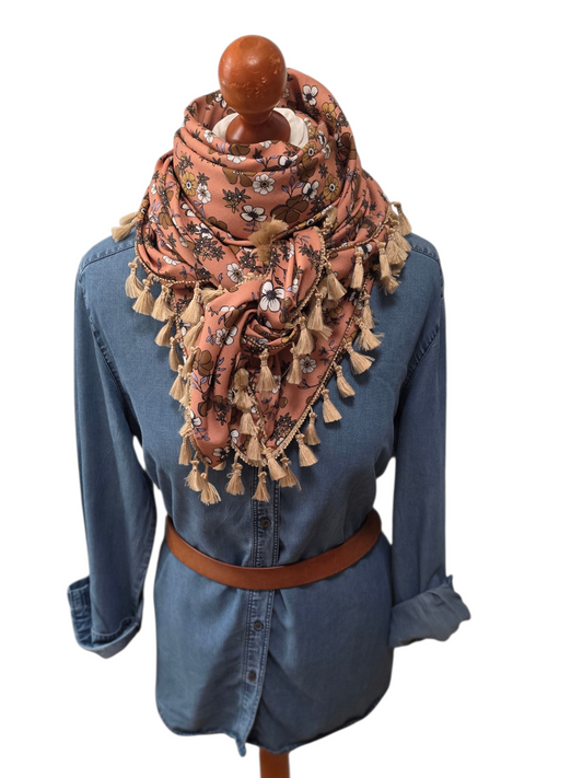 Dreieckstuch Damen Marisa, Schal Damen, blassorange, lila, weiss, braun