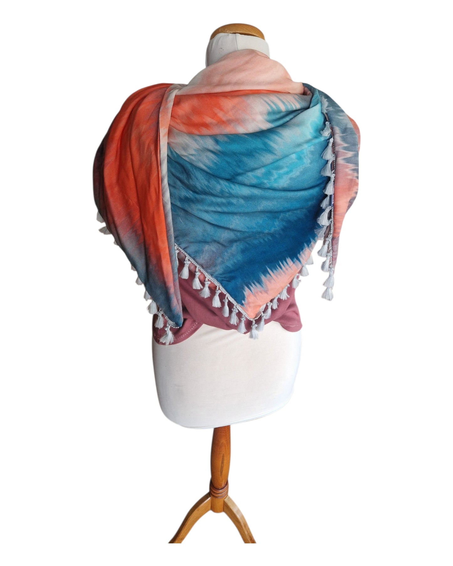 Dreieckstuch Damen Liana,  Schal Damen, Farbverlauf, rosa, hellblau, korall