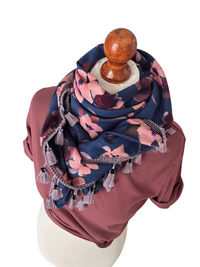 Dreieckstuch Damen Grazia, Schal Damen, Blumen, blau, rosa, lila