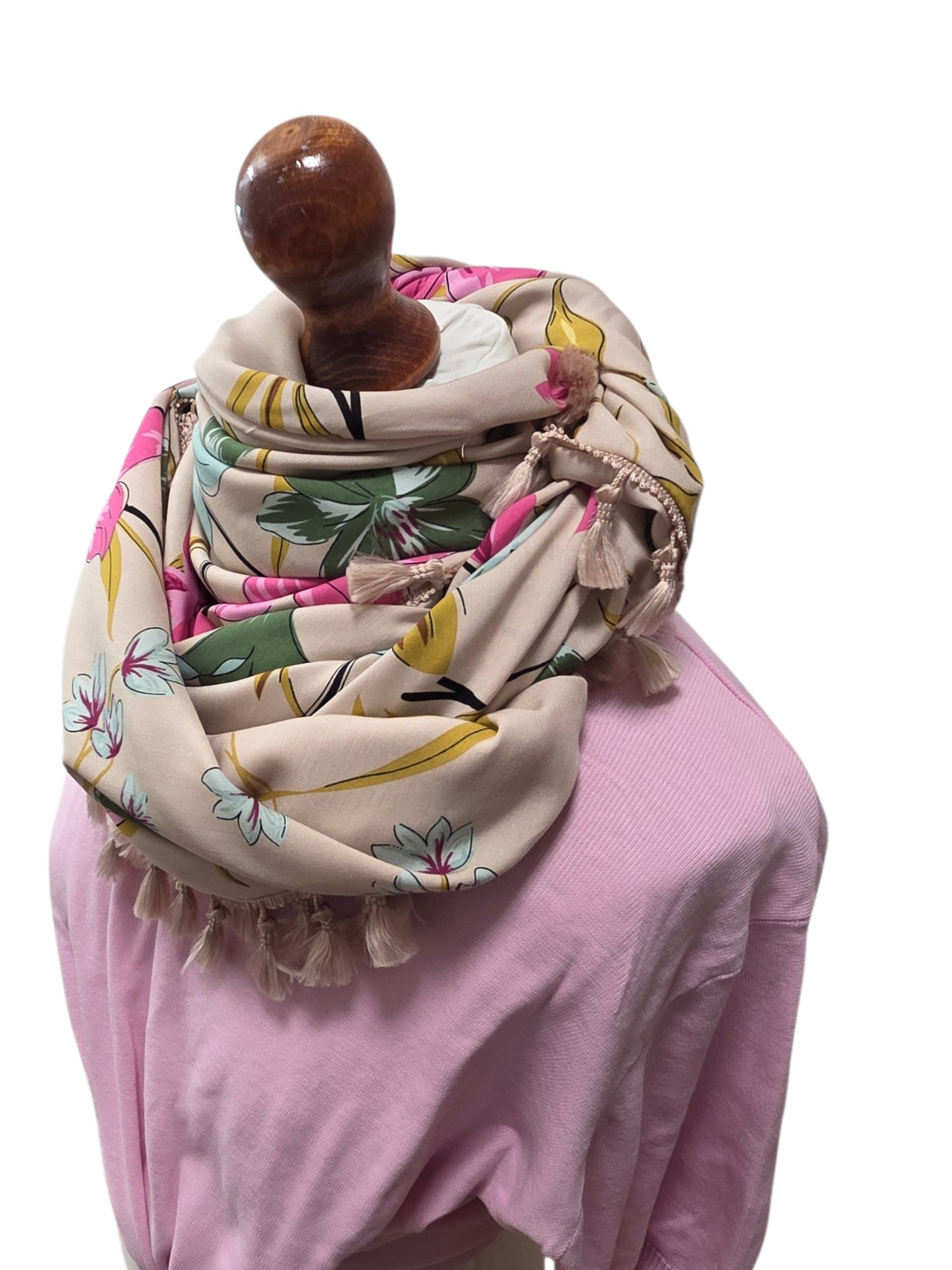 Dreieckstuch Damen Susanna, Schal Damen,  beige, pink, grün, Blumen