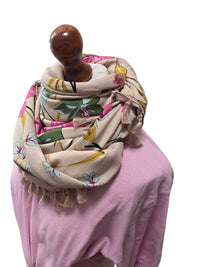 Dreieckstuch Damen Susanna, Schal Damen,  beige, pink, grün, Blumen