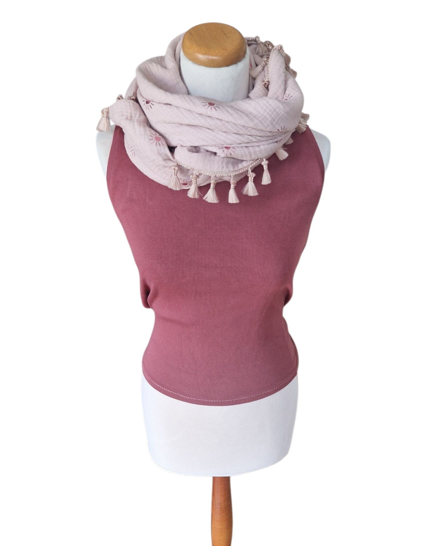 Dreieckstuch Damen Isabella, Schal Dame, Musselinschal,  rose' mit Glitzersonne
