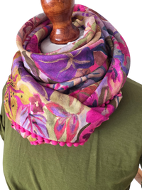 Dreieckstuch Damen Soraya, Schal Damen, Blumen, pink, lila, olivegrün