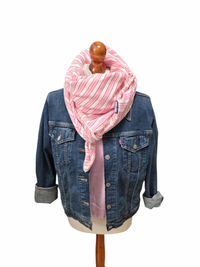 Dreieckstuch Damen Fabiola, Schal Damen,  Musselinschal,  rosa, rot, offwhite, Streifen