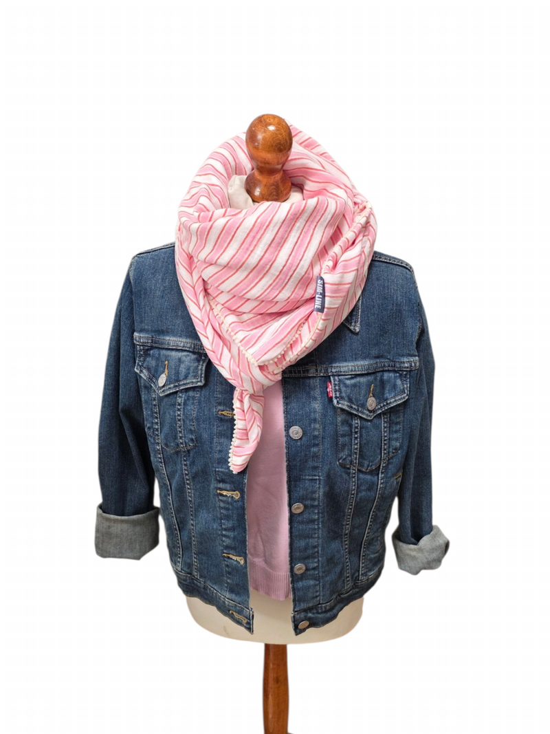 Dreieckstuch Damen Fabiola, Schal Damen,  Musselinschal,  rosa, rot, offwhite, Streifen