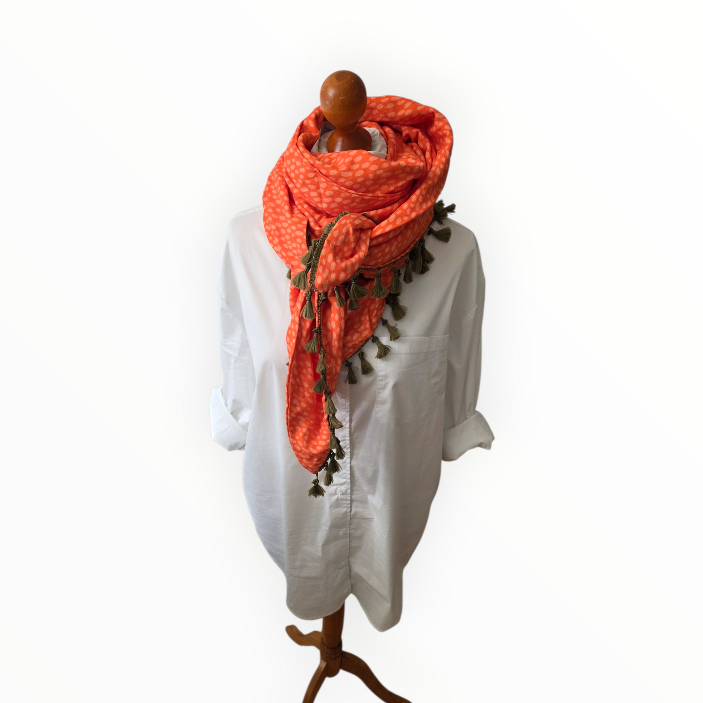 Dreieckstuch Damen Marie, Schal Damen Musselintuch, orange